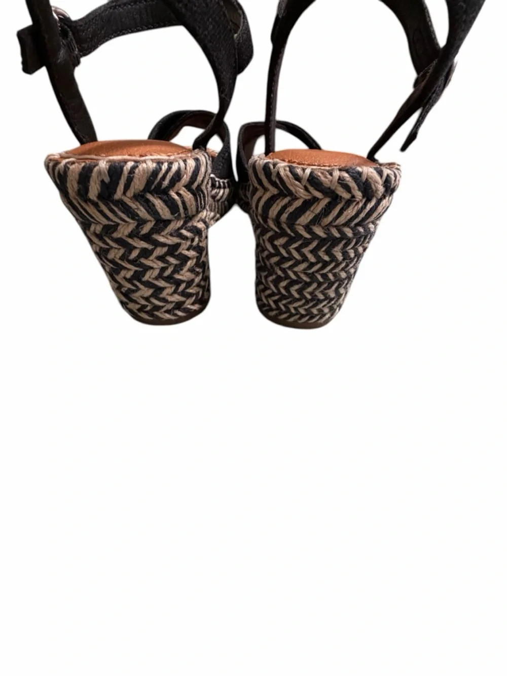 Lucky Brand Black Crisscross Wedge Sandals